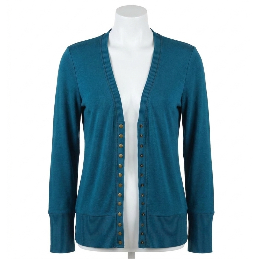 NEW ZENANA snap full sleeve cardigan in teal